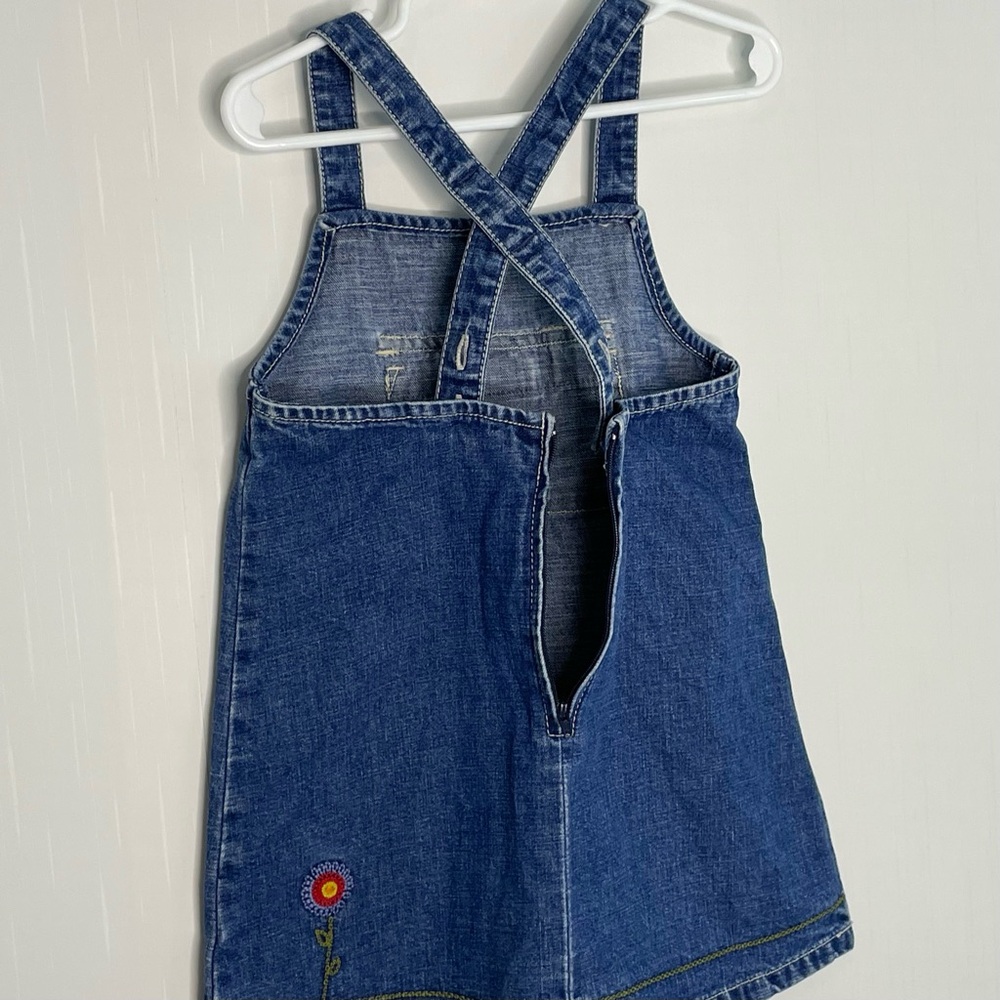 Gymboree Garden Party Denim Jumper Dress Embroidered Flowers Y2K Small 3 - Picture 10 of 15